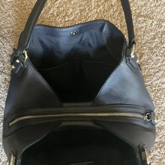 Coach Edie Floral Rivets Navy Shoulder Bag - Picture 5 of 6